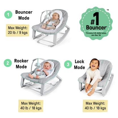 Close up of Ingenuity bouncer vibrating mechanism control