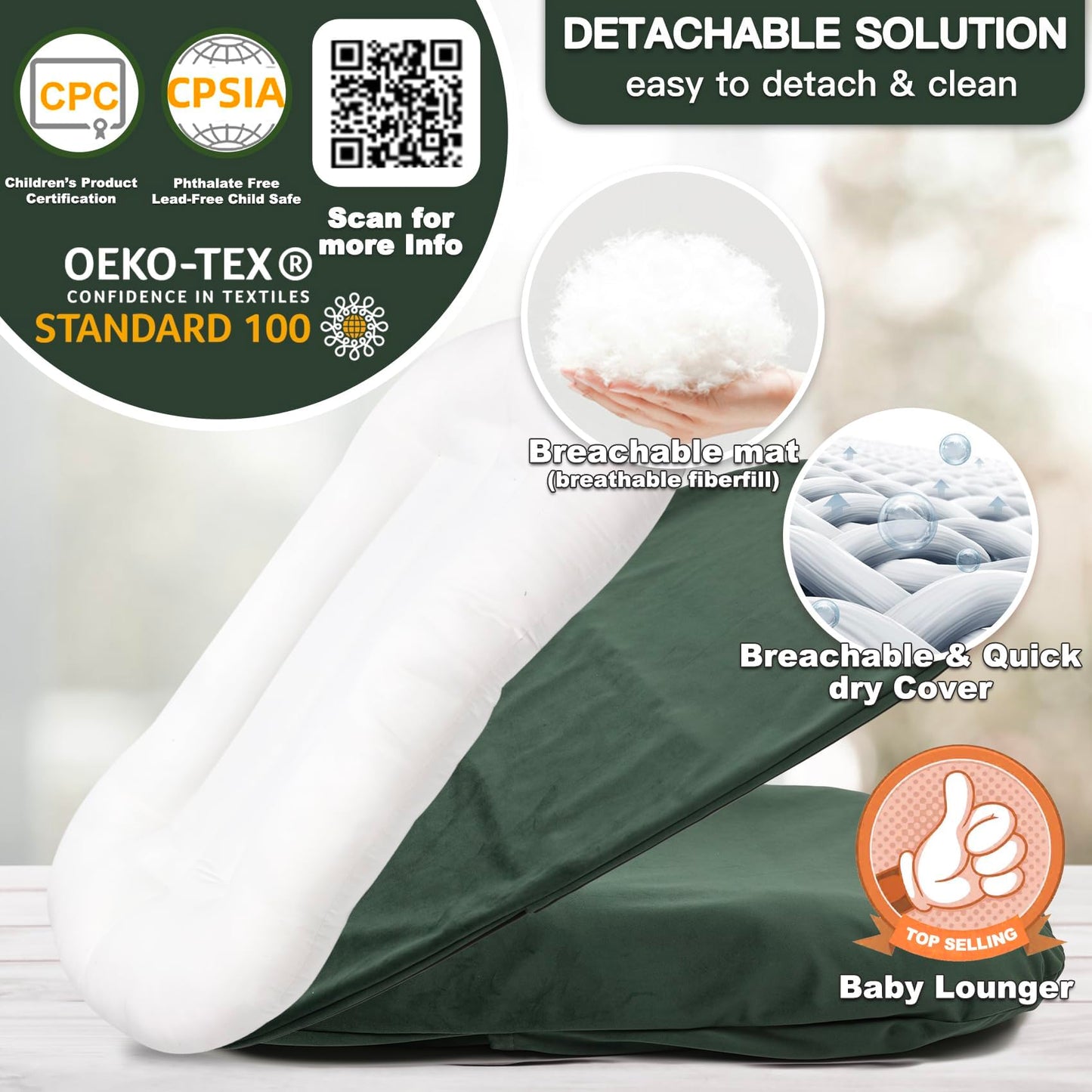 Bubbyhuts infant lounger shown in a nursery environment