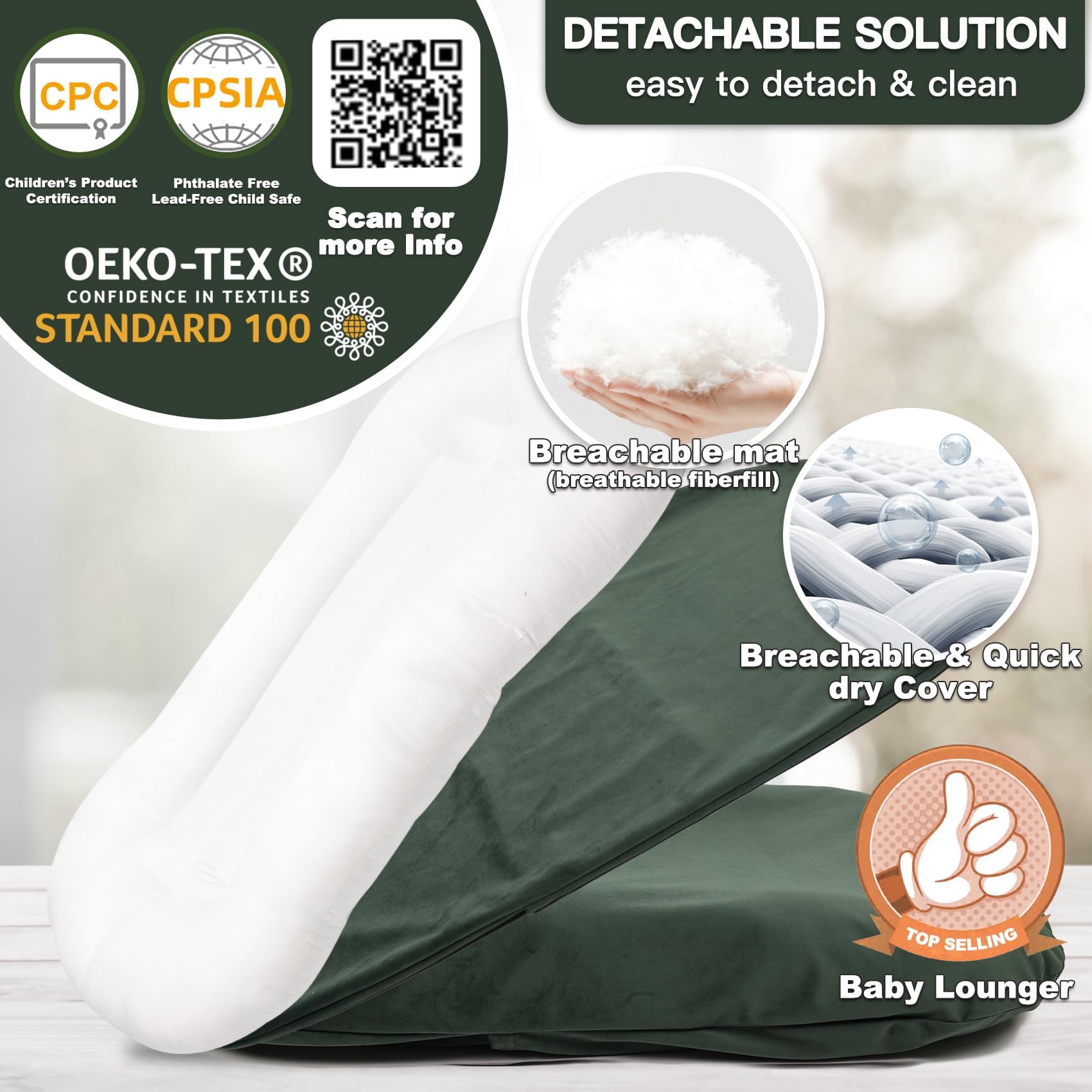 Bubbyhuts infant lounger shown in a nursery environment