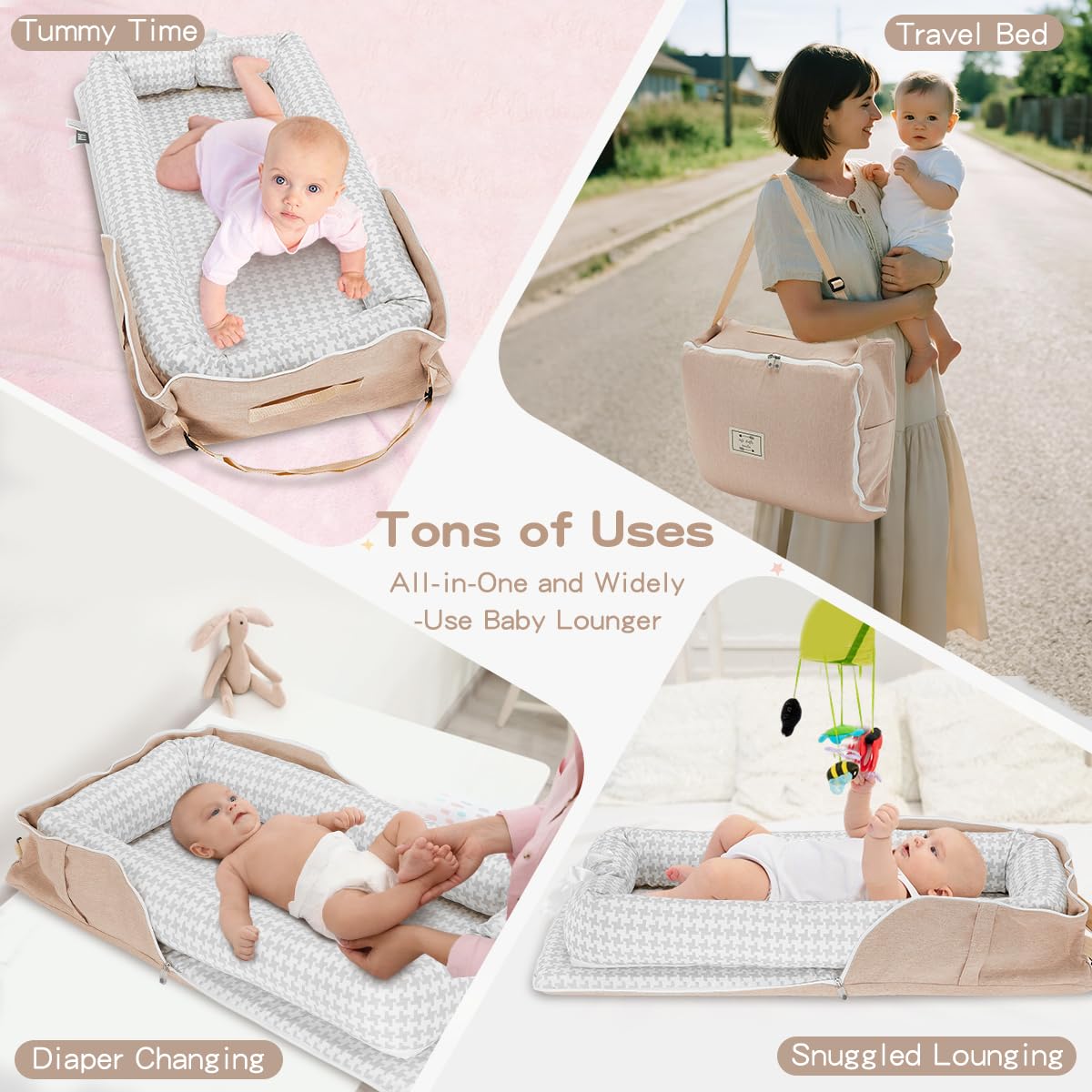 Top down view of breathable baby travel nest