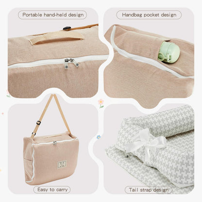 Baby lounger folded for travel portability