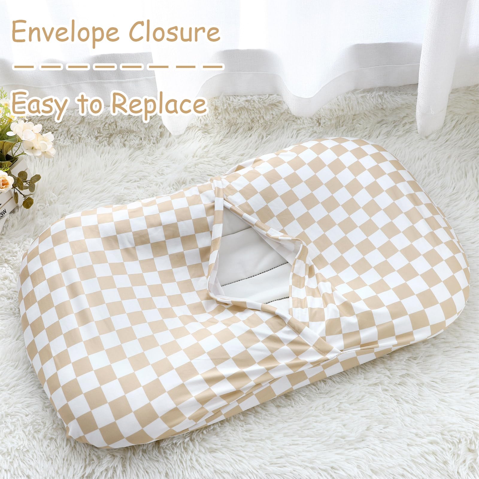 Close up view of soft breathable polyester fabric texture for baby lounger cover