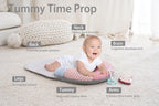 Detachable foot prop and sensory toys included with Miimer baby mat