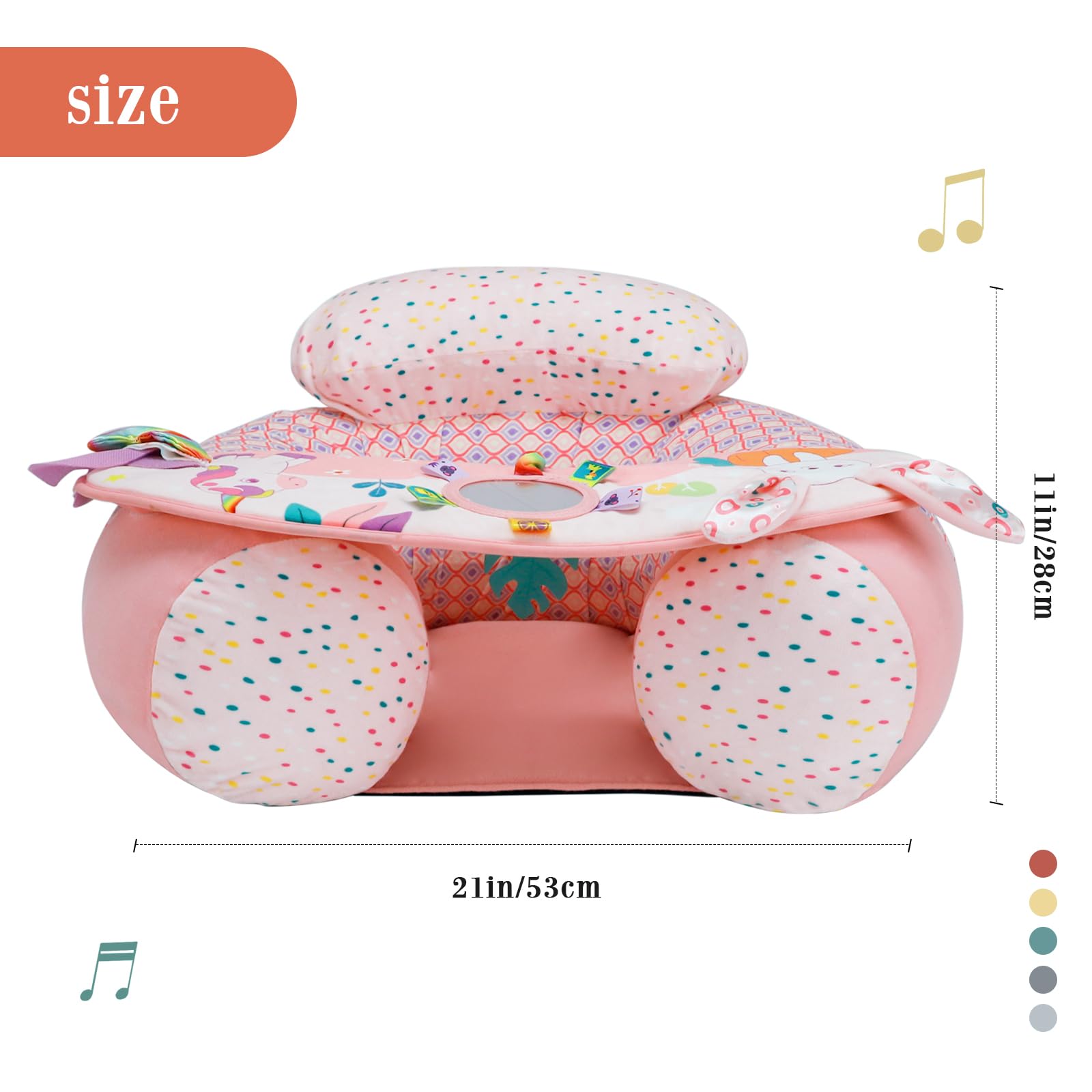 Top view of unicorn design baby floor seat for sitting training