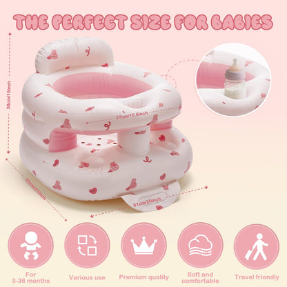 Pozmtiore baby floor chair showing built-in air pump detail