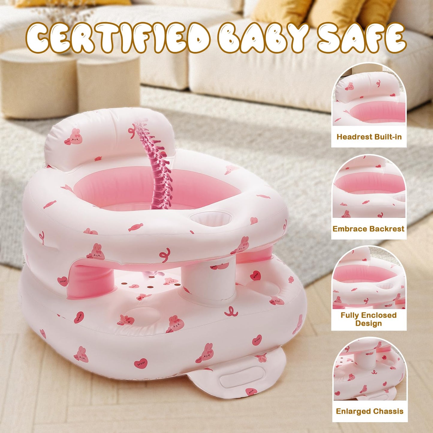 Side profile of Pozmtiore inflatable infant support seat