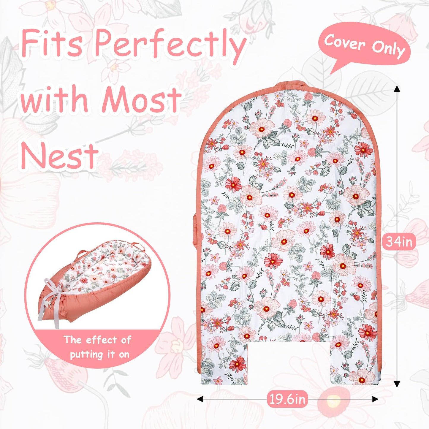 Close up of breathable cotton fabric on pink baby cover