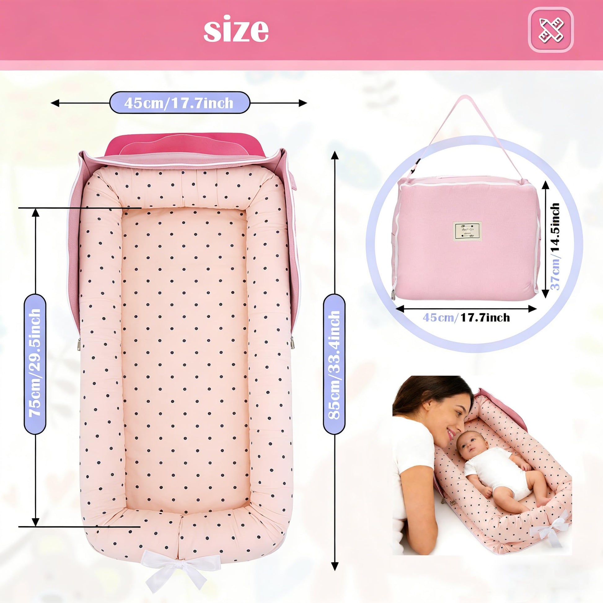 Perfuw portable baby bed folded as a travel bag