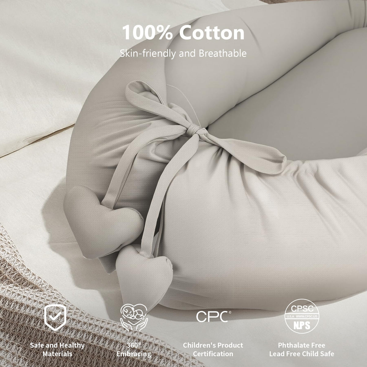 Tarjodgy portable baby nest angled view highlighting protective padded bumper