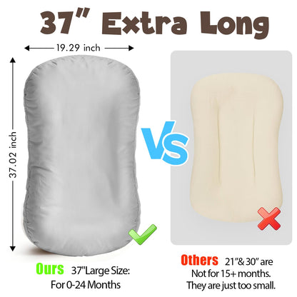 Top view of baby lounger cushion and protective border