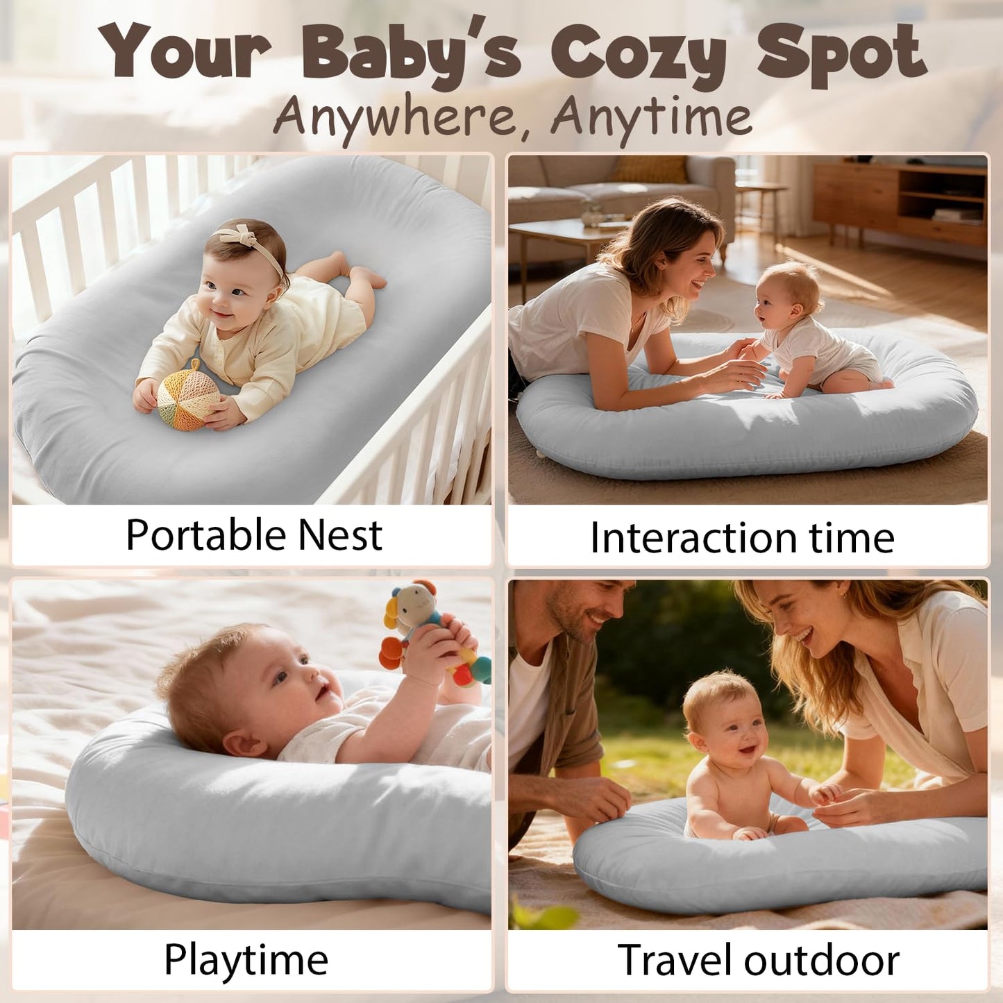 Side angle of extra large infant support nest