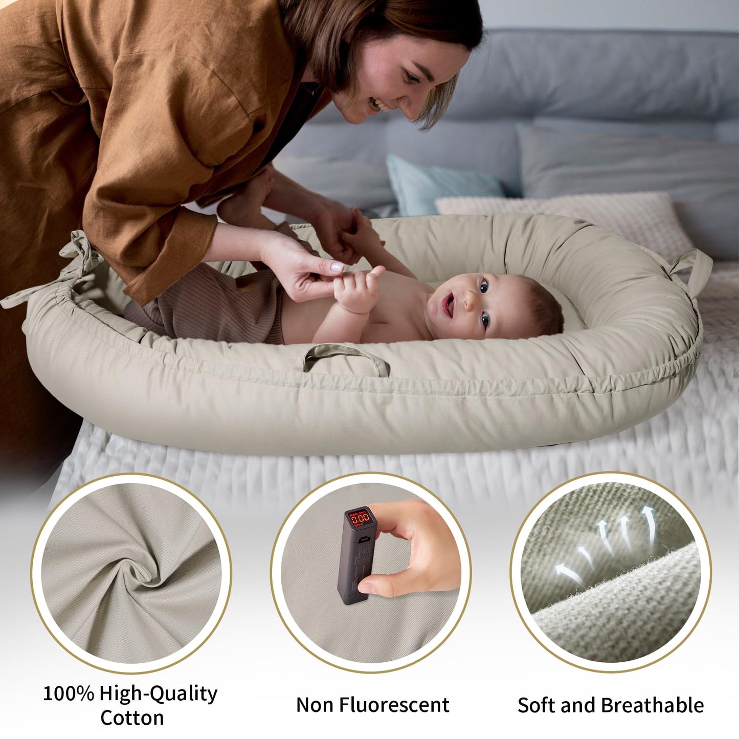 Side profile of Tarjodgy portable baby lounger