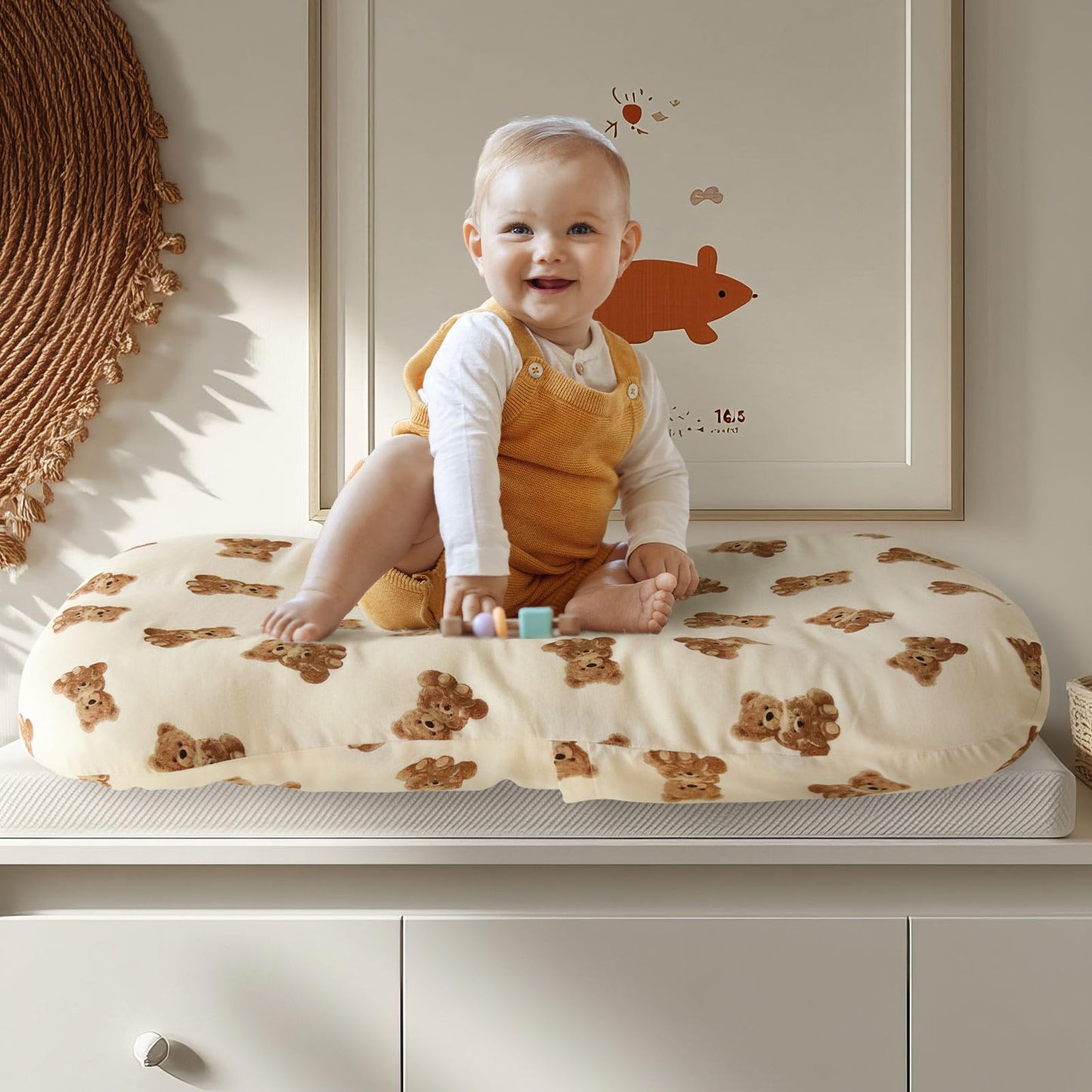 LifeTree baby lounger cover folded to show fabric quality