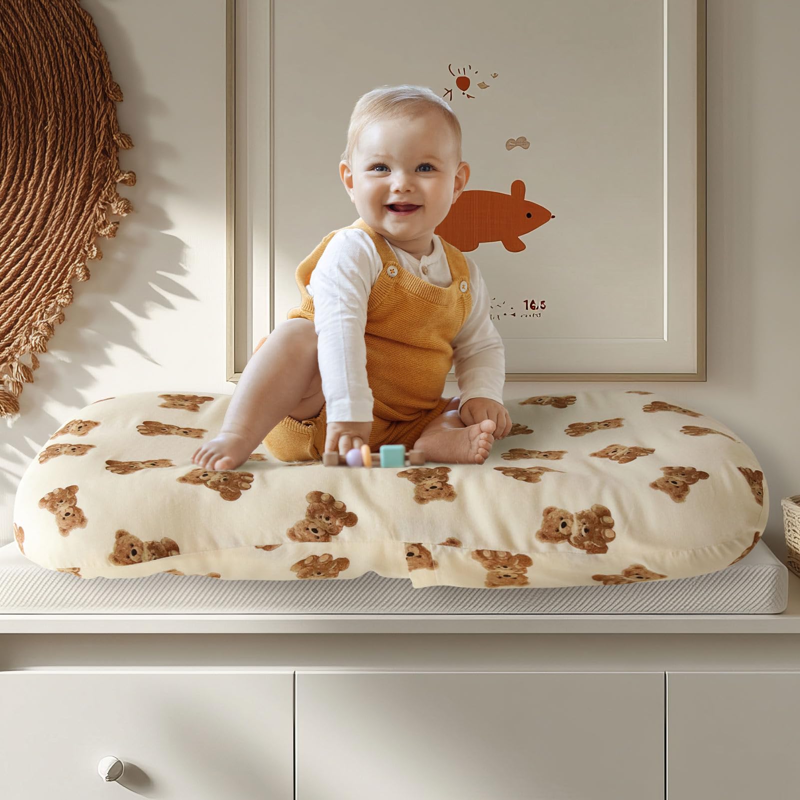 LifeTree baby lounger cover folded to show fabric quality