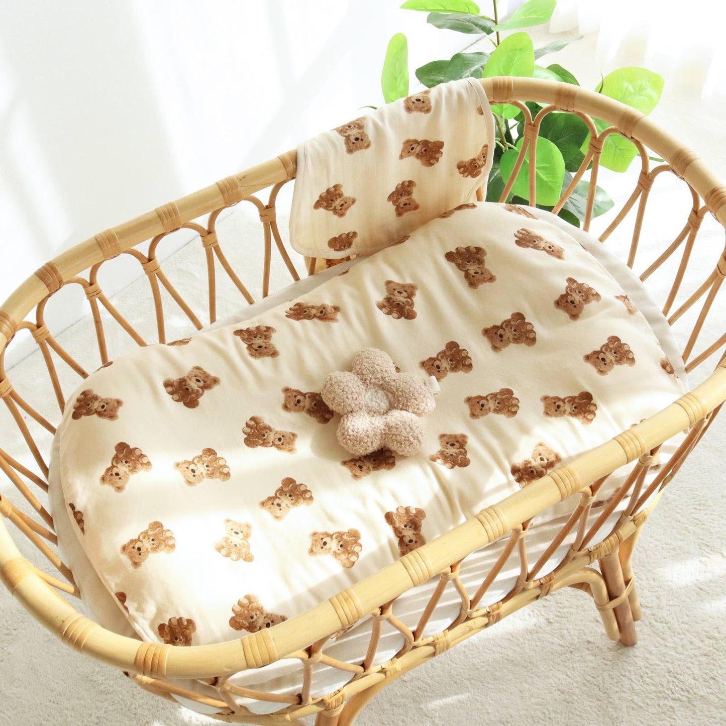 Lifestyle shot of the LifeTree muslin cover in a modern nursery