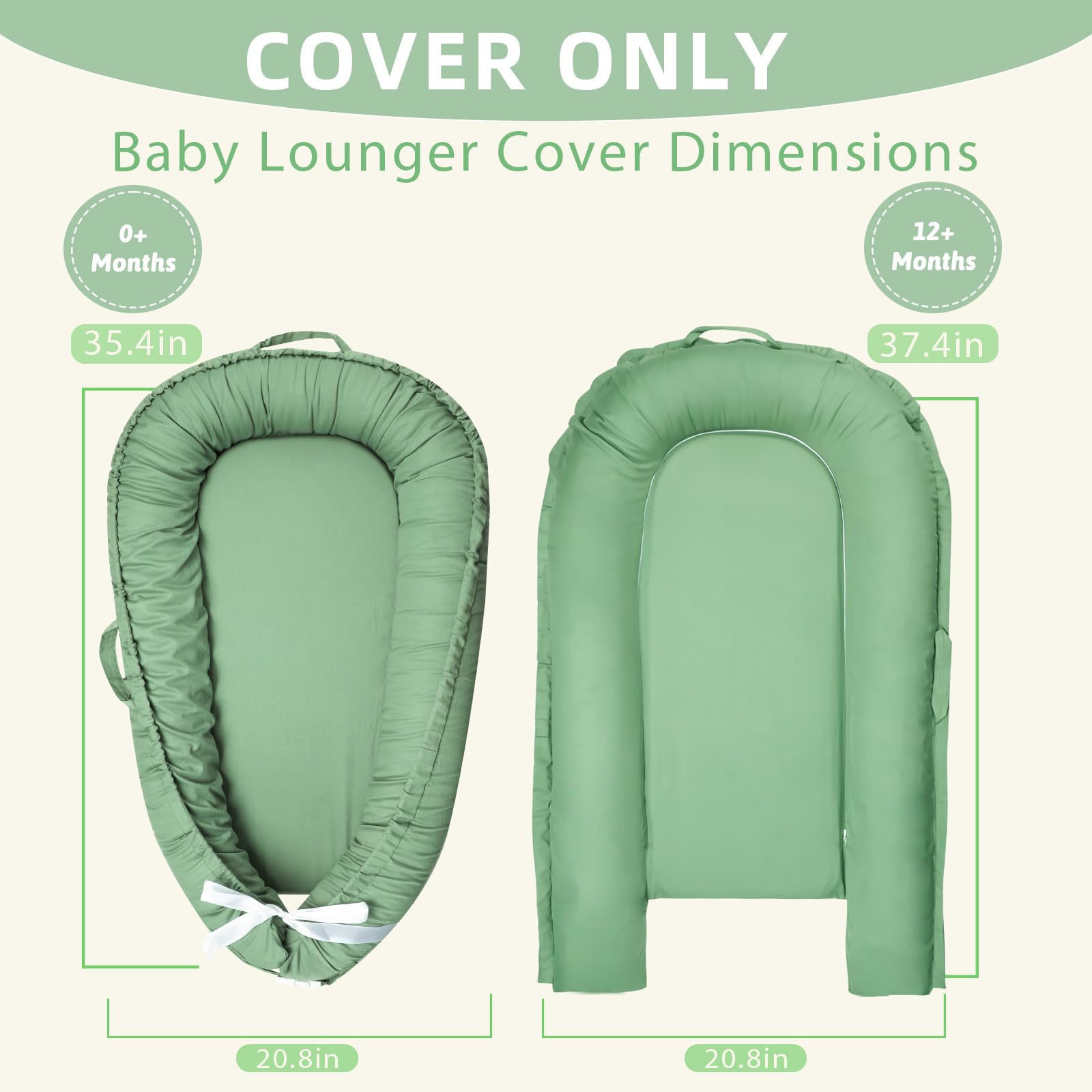 Hooyax newborn lounger cover showing envelope closure back
