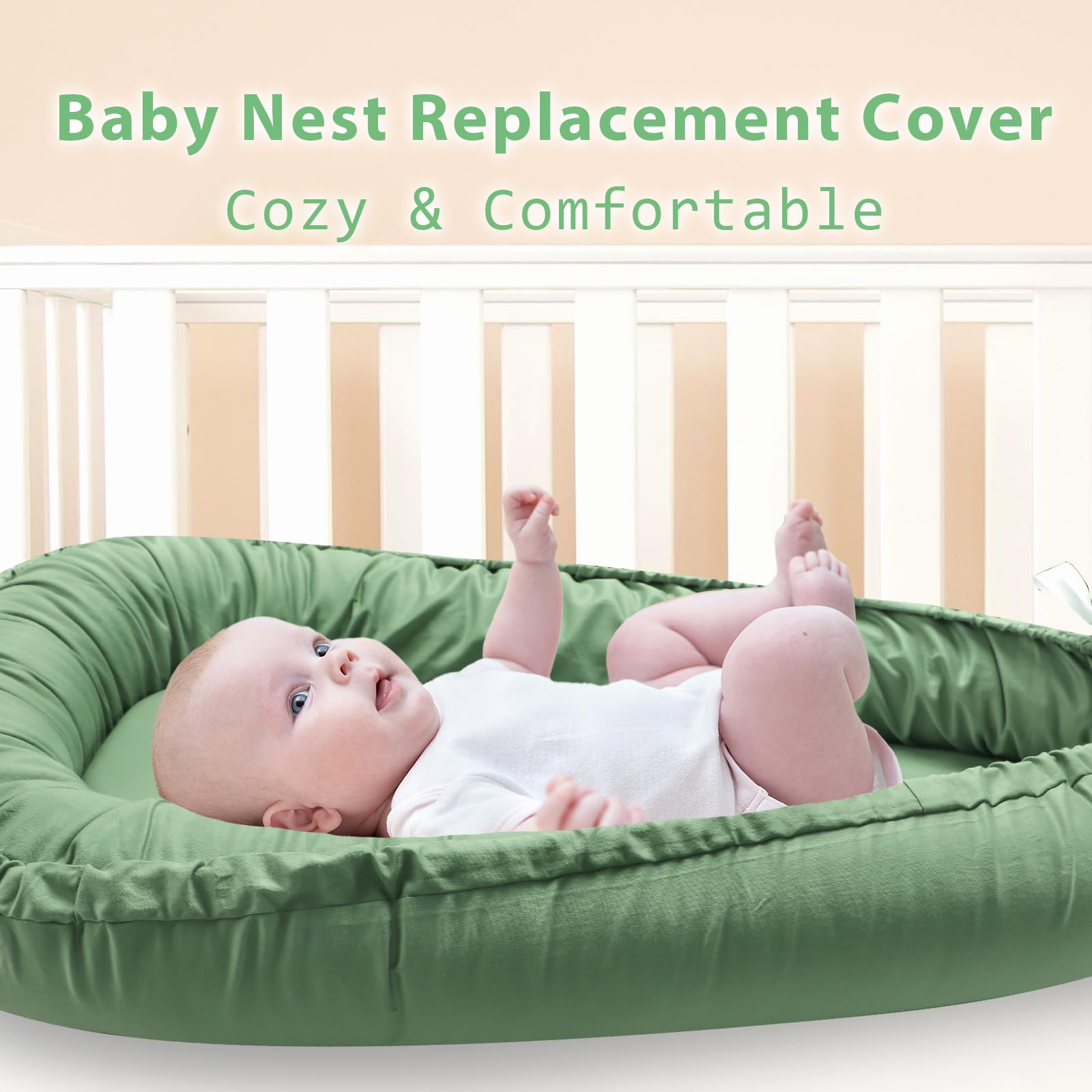 Hooyax green infant lounger slipcover flat lay