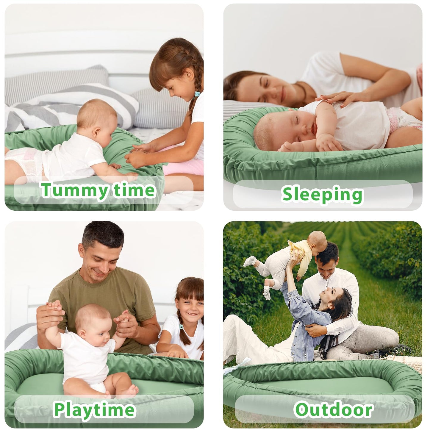 Hooyax soft green replacement cover for portable baby bed