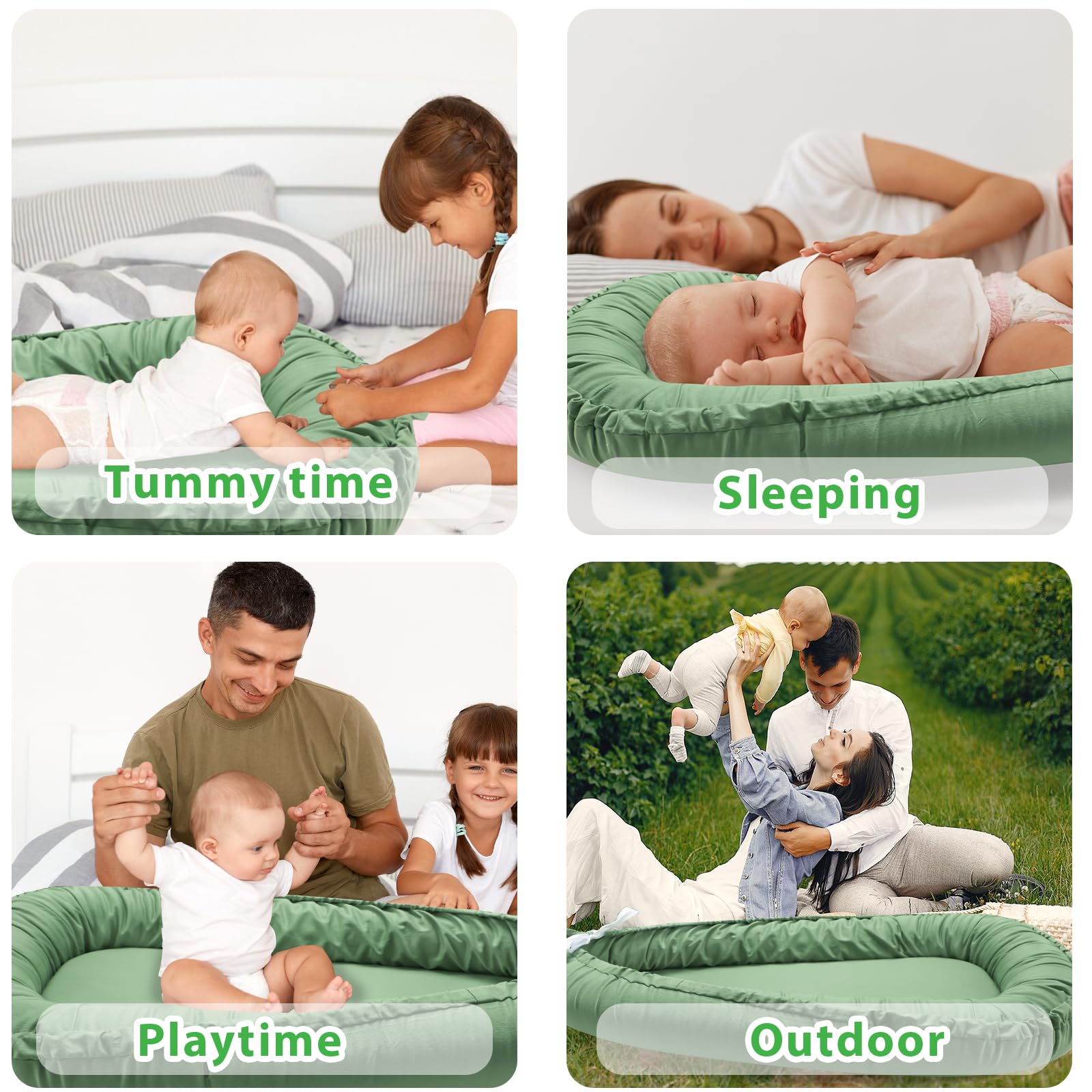 Hooyax soft green replacement cover for portable baby bed