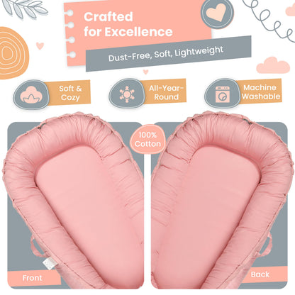 Breathable cotton baby lounger fabric detail