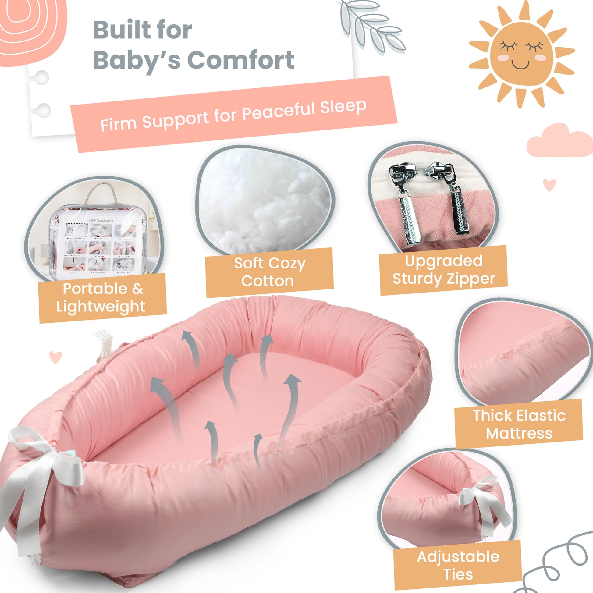 Meindoovm baby lounger for 0-24 months