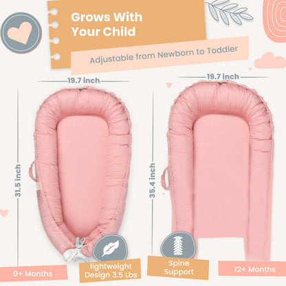 Side view of infant snuggle lounger pad