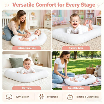 Detailed view of breathable organic fabric on baby nest