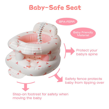 Pink Tdtok baby floor chair with cartoon bear pattern