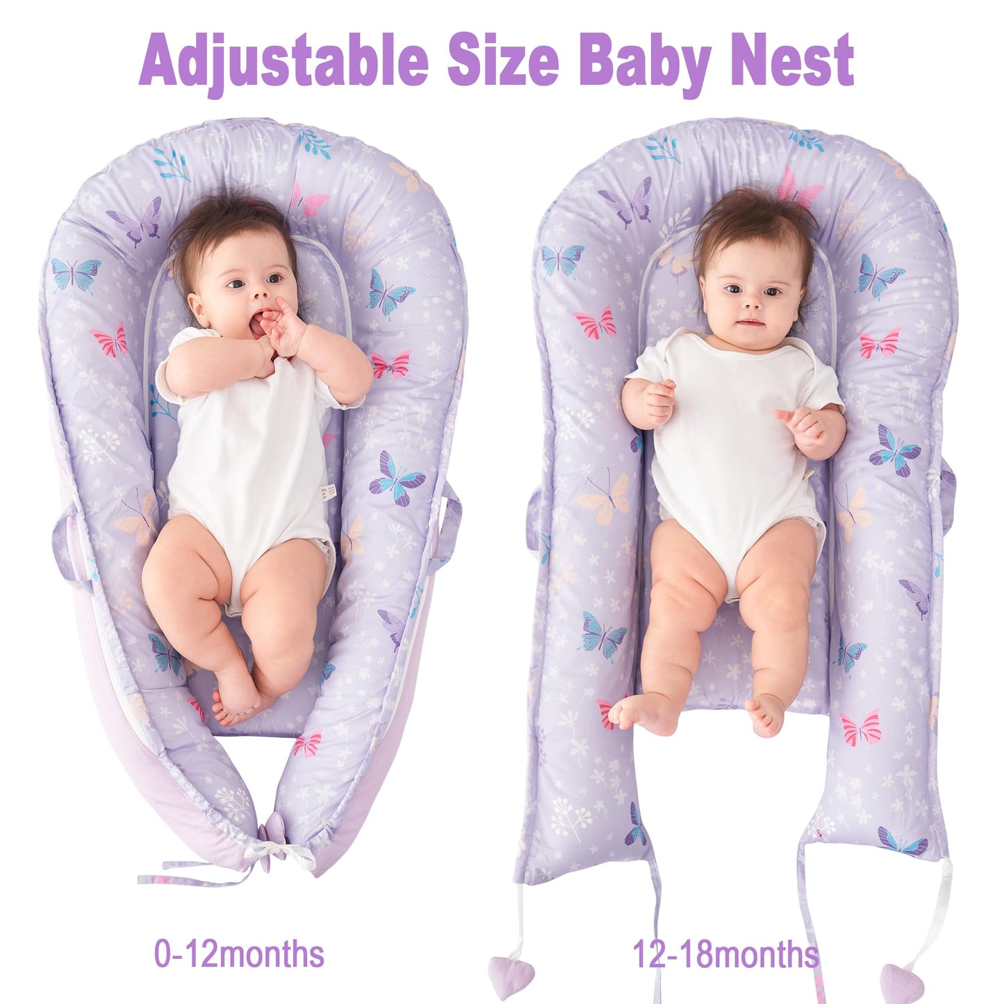 Viviland baby lounger placed on a living room rug