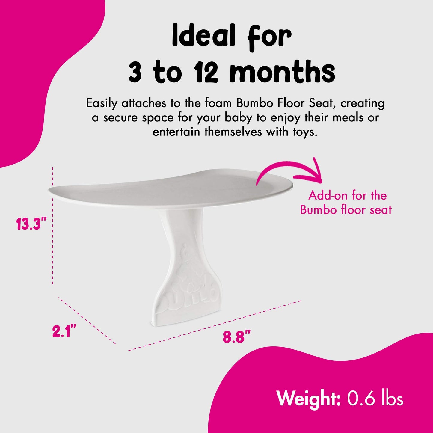 Bumbo baby seat tray attachment side angle