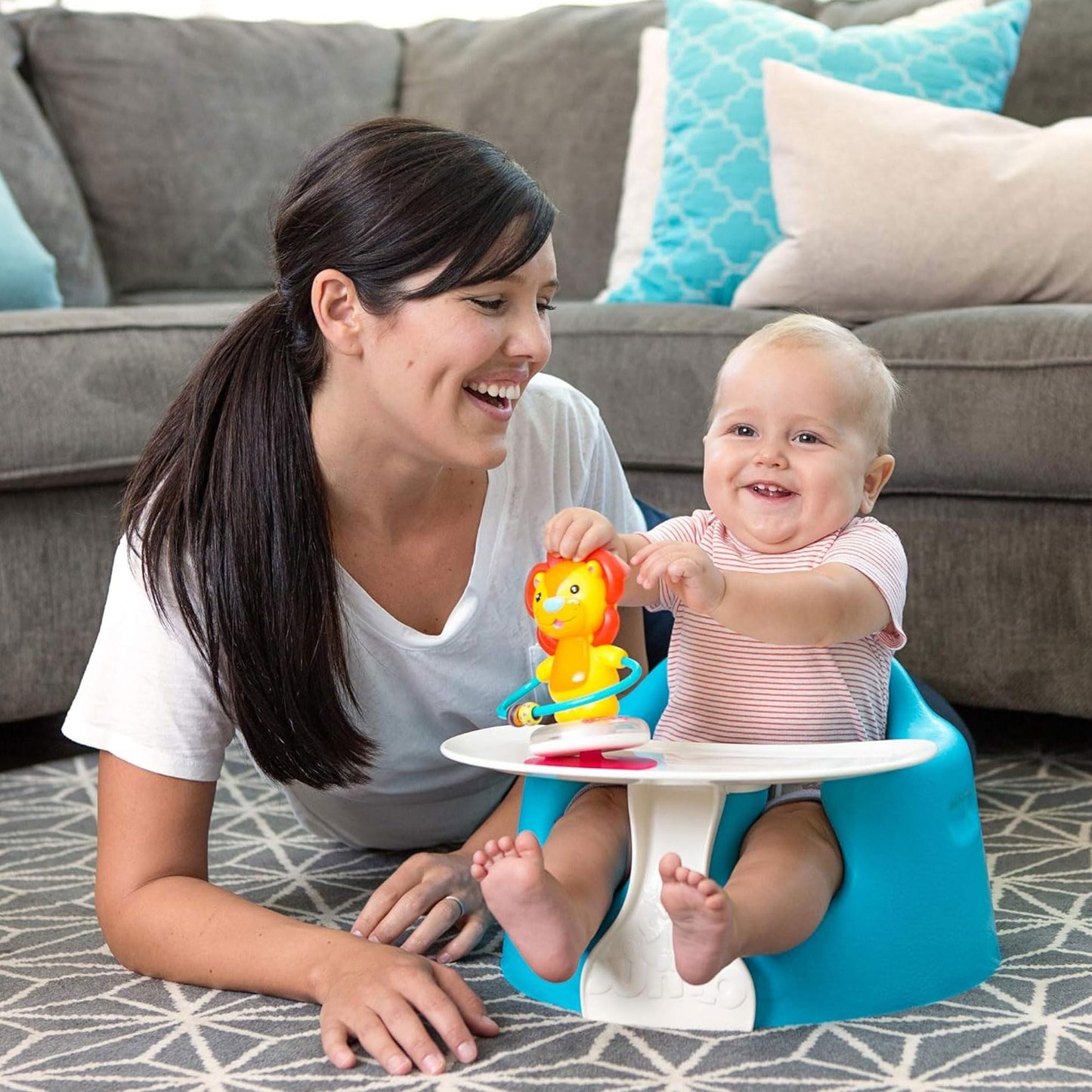 Top down view of bumbo ivory play tray
