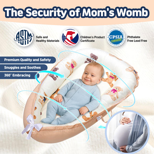 Kombi portable baby nest showing bionic 360-degree bumpers