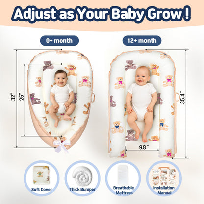 Side view of Kombi baby lounger with 1.6-inch sponge mattress