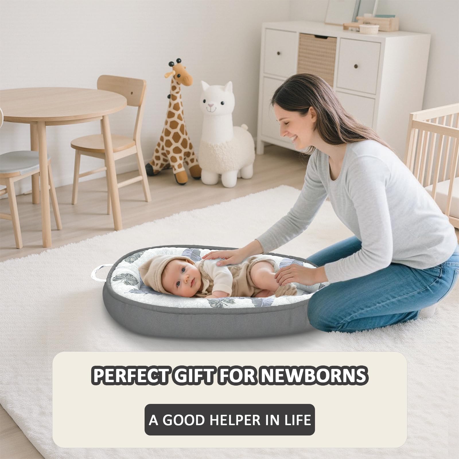 Jwpehoe neutral color baby nest for newborn boys and girls