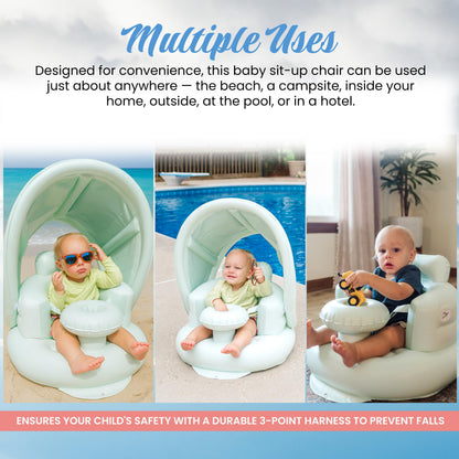 Detachable canopy on Little Blue Crab inflatable baby chair