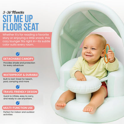 Side profile of Little Blue Crab baby seat showing safety harness