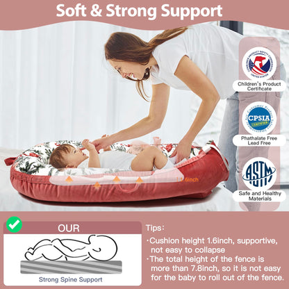 Side profile of Bubbyhuts newborn lounger with removable cover