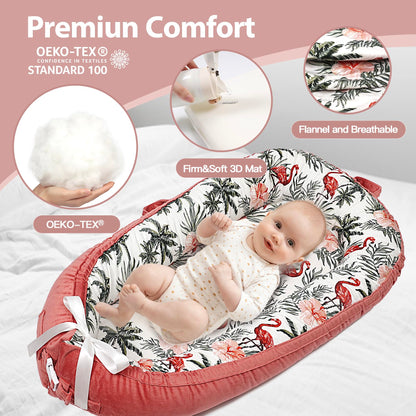 Detail shot of organic cotton cover on baby lounger