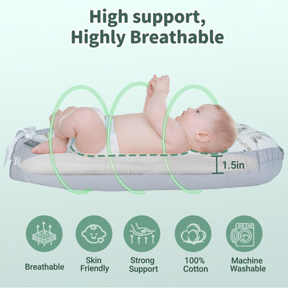 Side profile of XZV portable floor lounger for infants