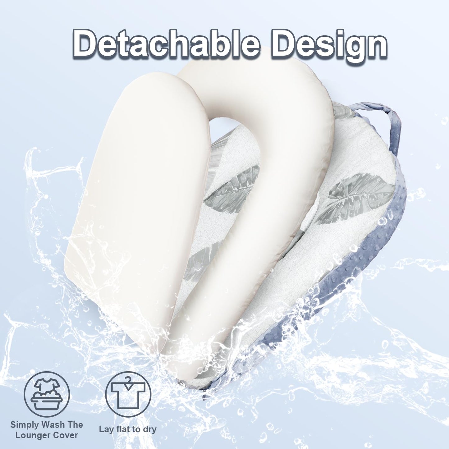 Foldable baby lounger design with built-in carrying handle
