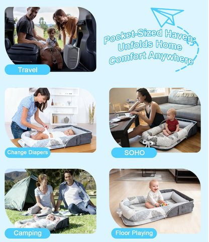 Side profile of Tcruybed portable baby nest with canopy