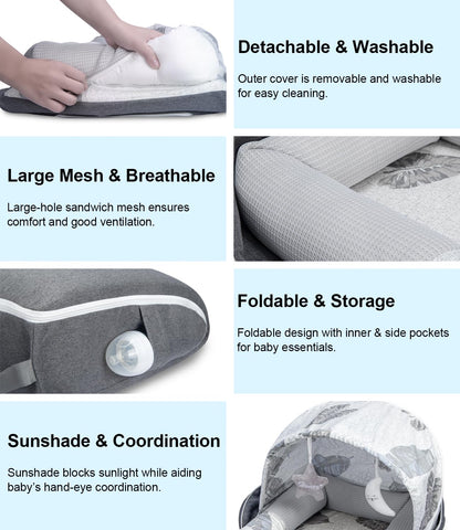 Tcruybed baby lounger toy bar attachment detail