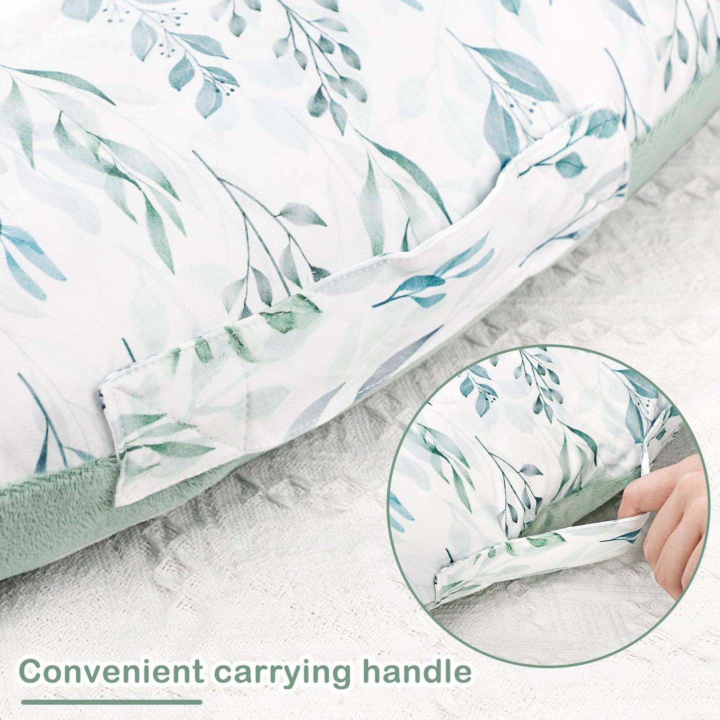 Dilimi infant lounger cover shown on a pillow for scale