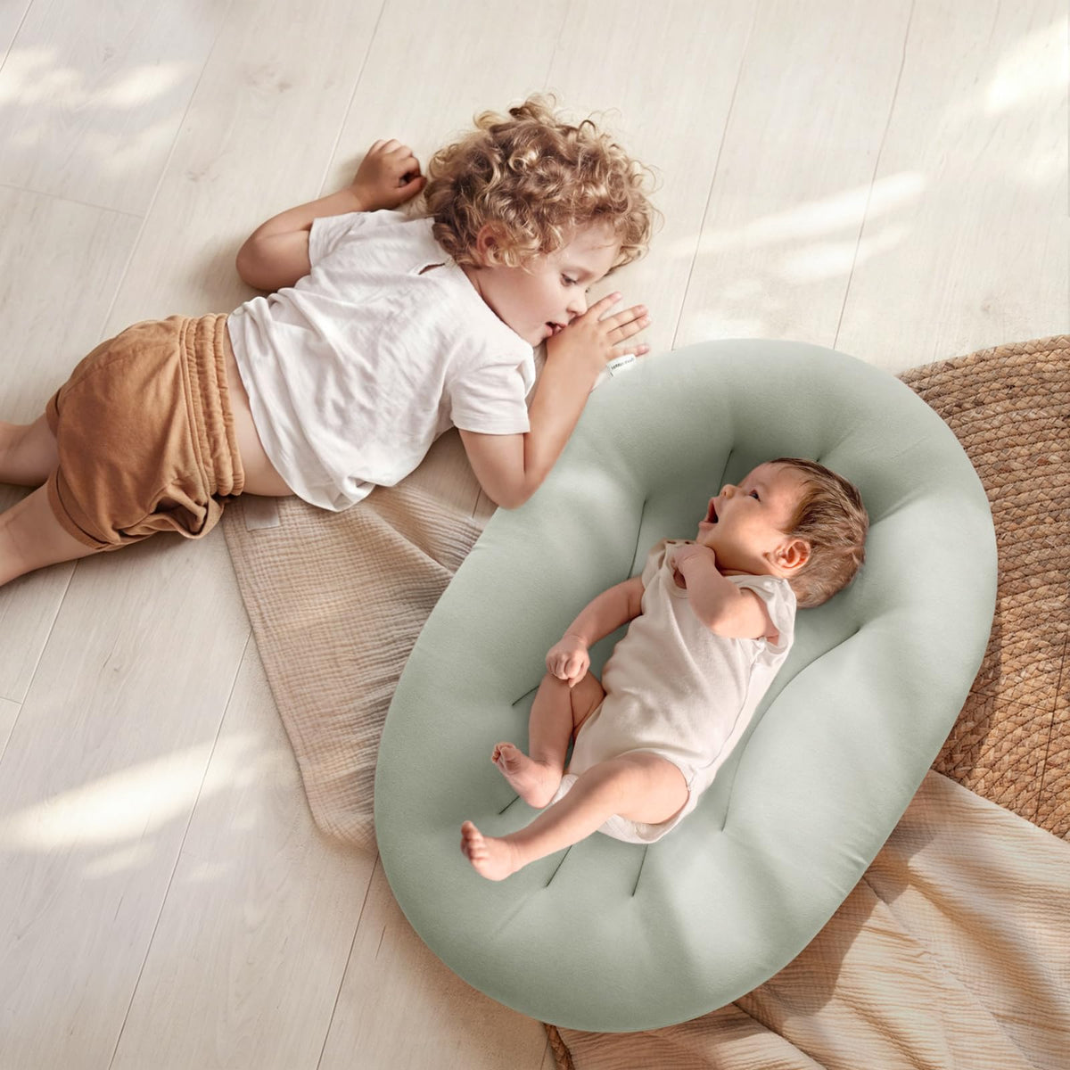 Happle Sunny Portable Infant Cushion Light Grey Angled View