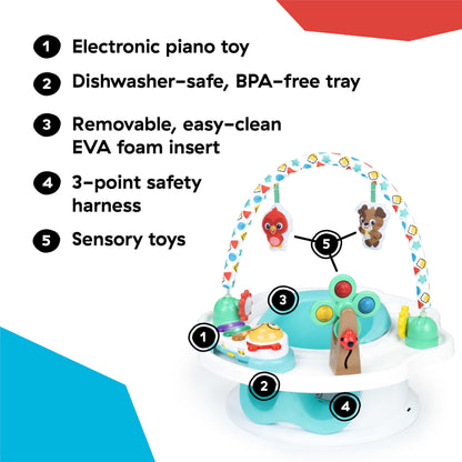 Side view of Baby Einstein SuperSeat showing the comfortable foam insert