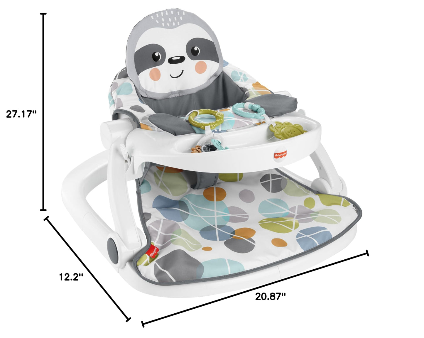 Baby interacting with teether toy on Fisher-Price seat