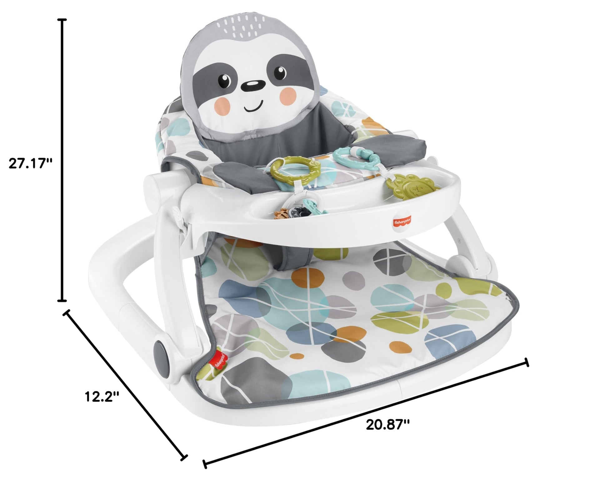 Baby interacting with teether toy on Fisher-Price seat