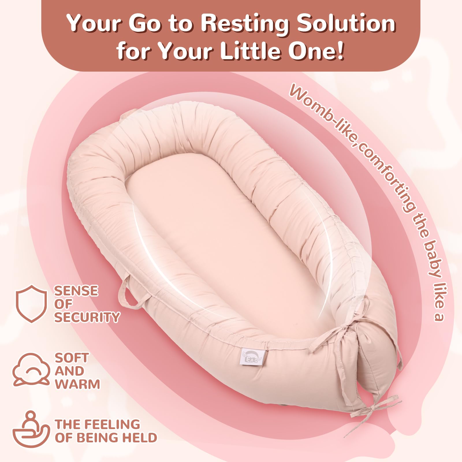 Detailed view of baby lounger protective bumper