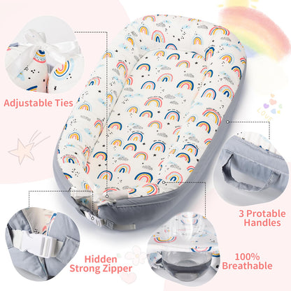 Adjustable bow tie detail on Aufona infant lounger
