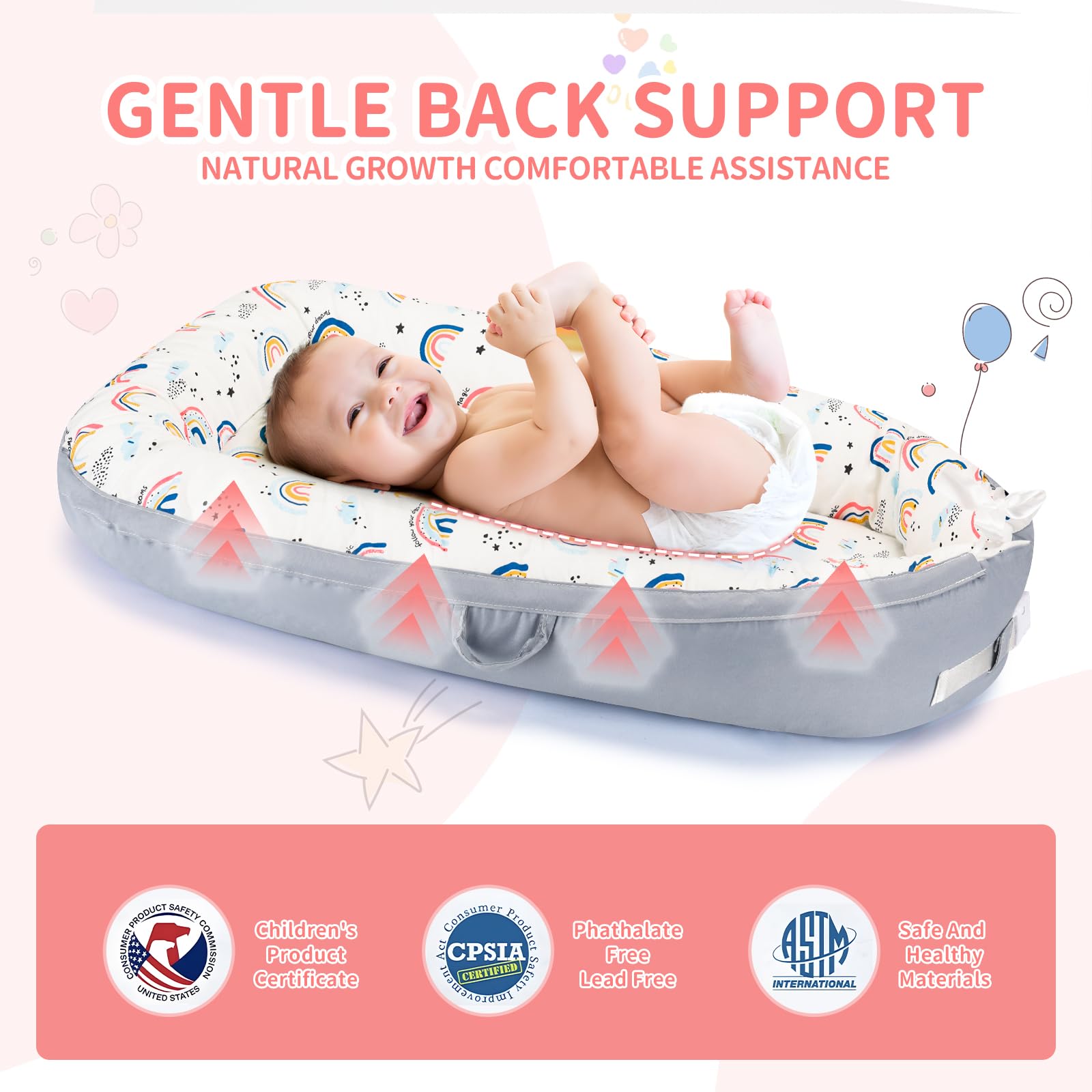Infant resting comfortably in Aufona baby lounger
